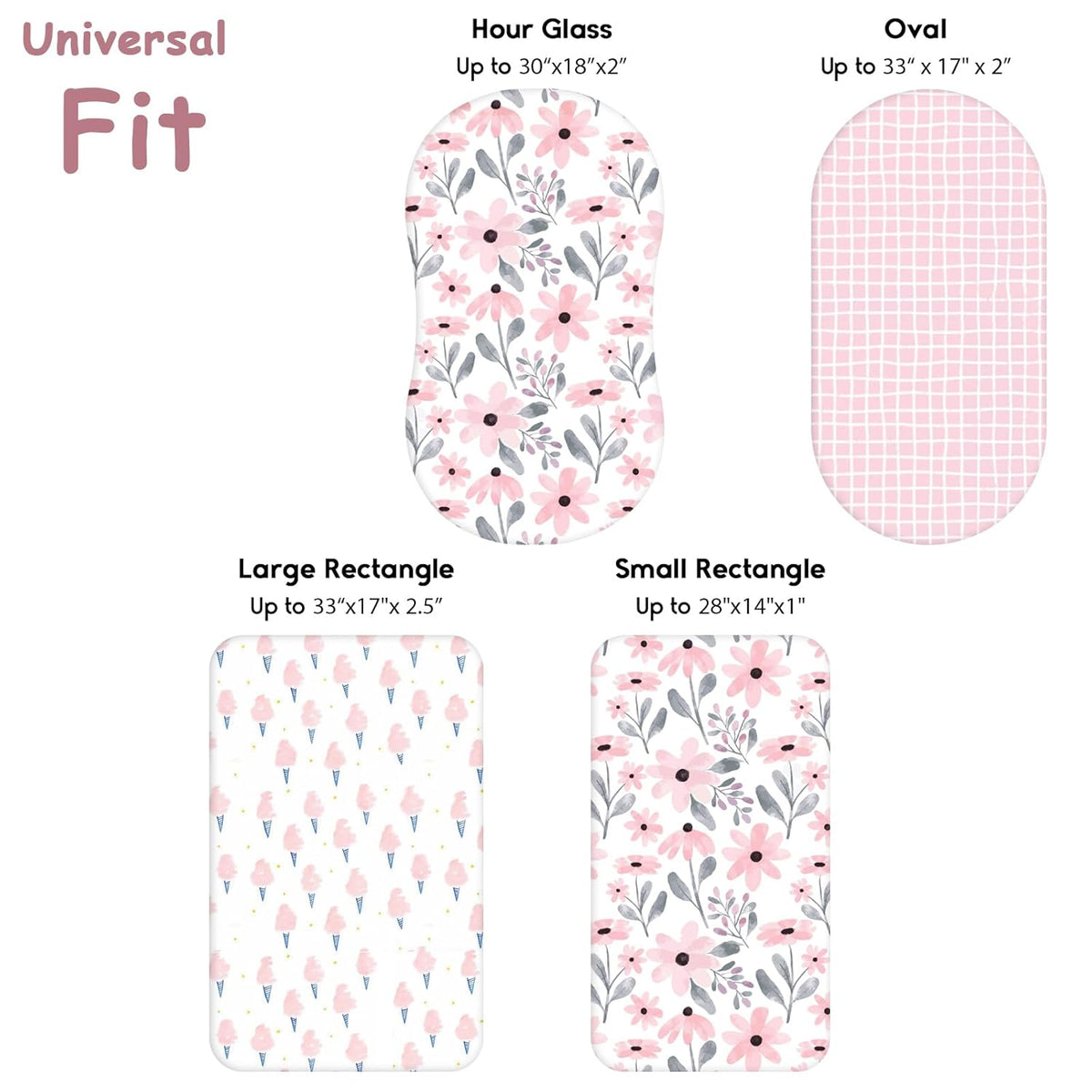 Yoofoss Bassinet Sheets - 3-Pack Fitted Sheets for Halo Bassinest | Soft & Breathable (Pink & Floral)