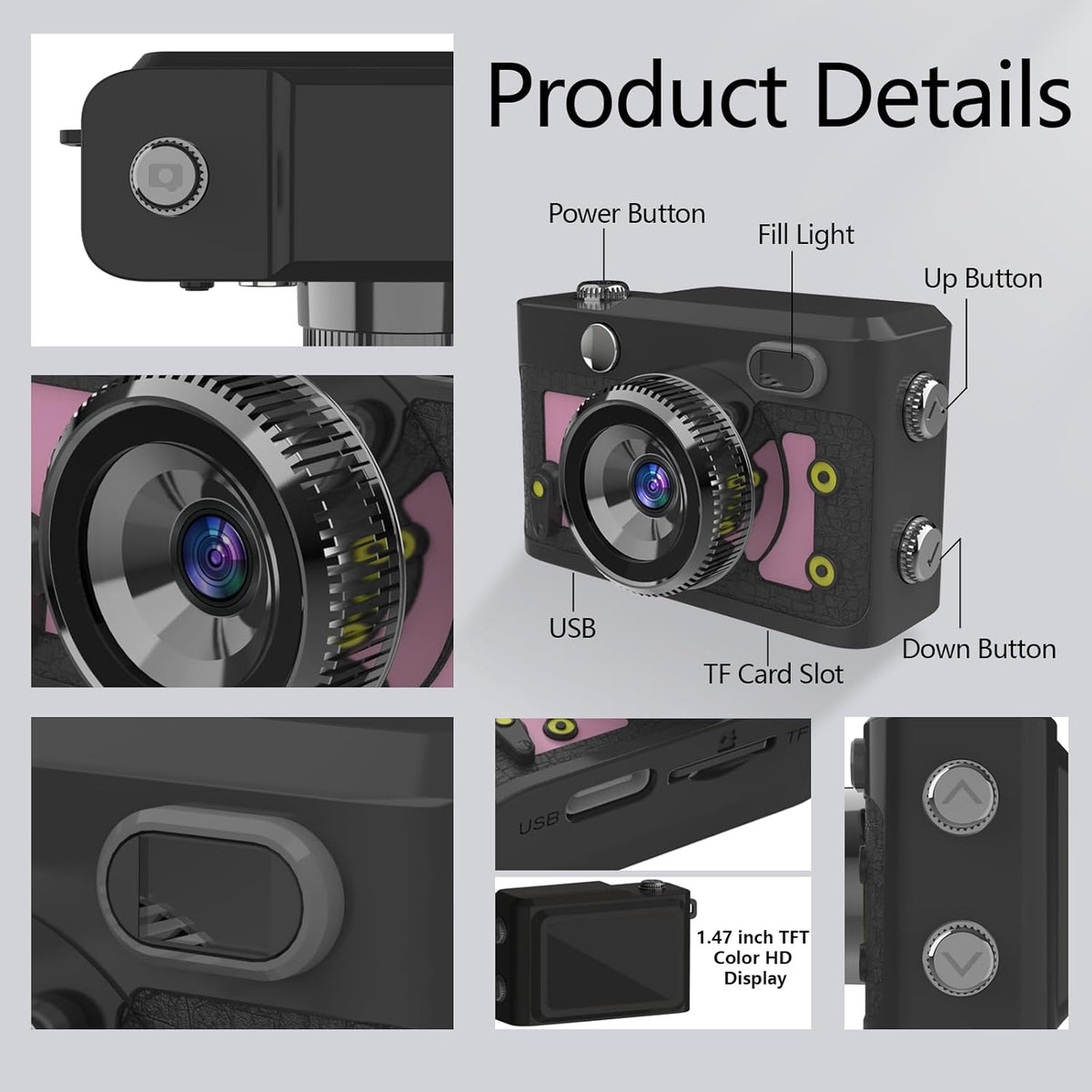 MGW Star 64GB, 1080P 120 Mini Keychain Camera Mini Retro Photo Video Camera, Minute Battery Life Portable Tiny Digital