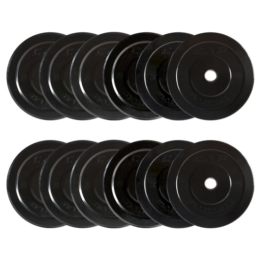 CAP Barbell 370 lb Elite Olympic Bumper Plate Set, Black