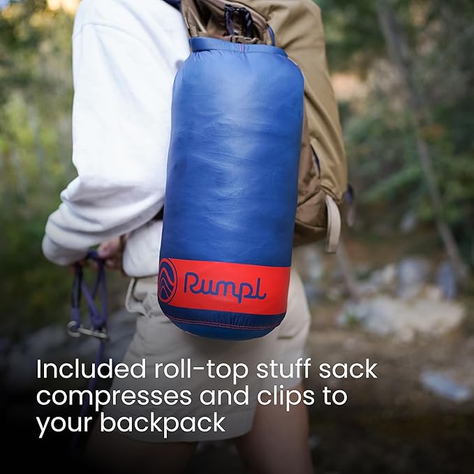Rumpl Original Puffy Blanket - Warm, Water-Resistant Camping Blanket with 100% Recycled Synthetic Insulation, 52"x75", Original Puffy V2, Rocky Mountain Sunset Fade