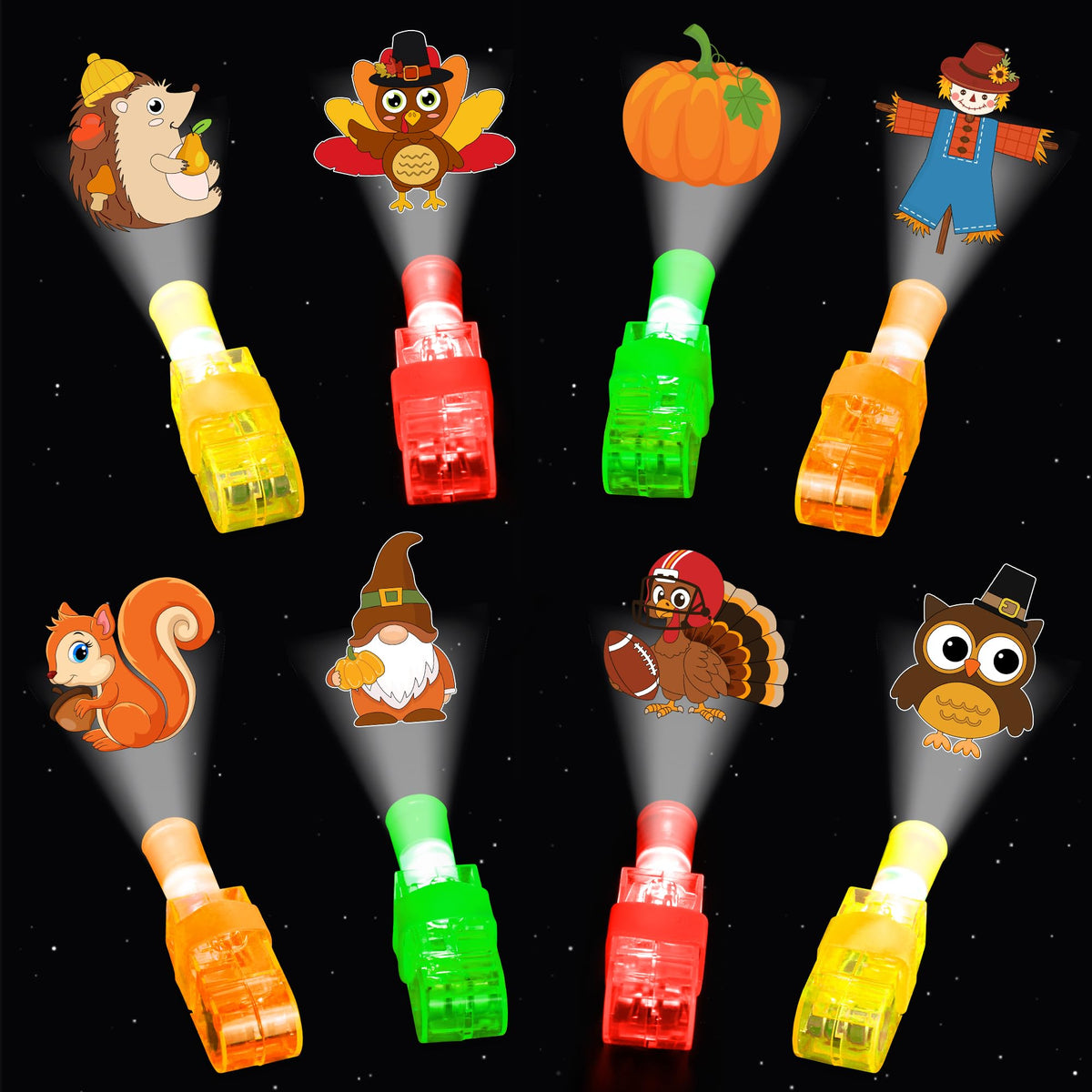 Fall Thanksgiving Party Favors, 32 Pcs Finger Lights for Kids Fall Festival Prizes Treats Pumpkin Turkey Light Up Toys Bulk Goodie Bag Stuffers Pinata Fillers Thanksgiving Party Decorations Supplies