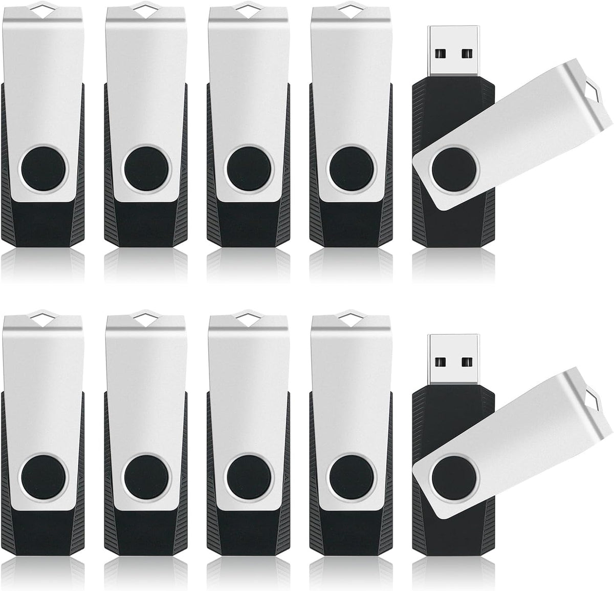 MECHEER 8GB 10 Pack, USB2.0 Flash Drive USB Memory Stick Bulk Thumb Drives Swivel Jump Drives USB Storage Flash Drive