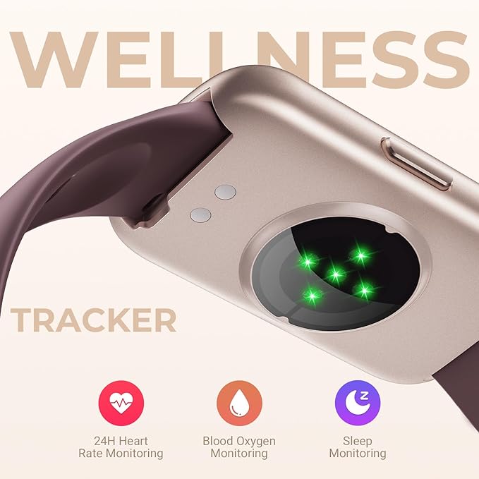 Health Fitness Tracker Smart Watch with 24/7 Heart Rate, Blood Oxygen, Sleep Tracker, Pedometer, 3 Colorful Bands & 3ATM Waterproof Activity Tracker with Step Calorie Counter, Smoke Violet