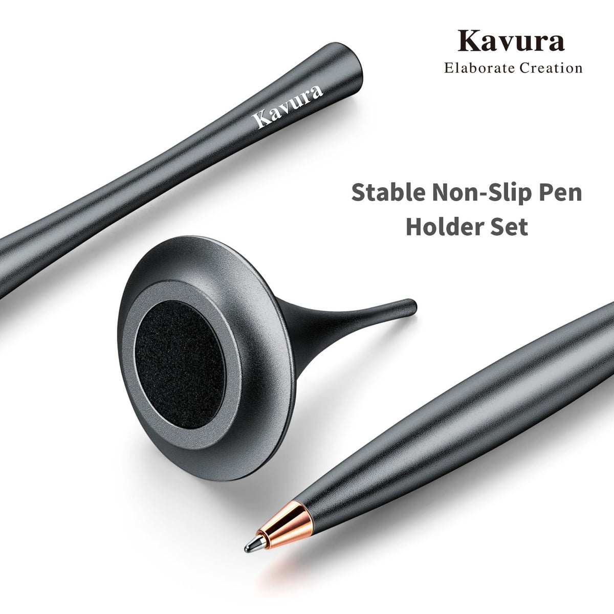 Kavura Metal Gravity Spinner Pen – Crafted with Japanese Precision, Anodized for a Sleek Metallic Finish – Relieves Stress & Sparks Creativity – Elegant Gift for Professionals and Graduates (Black)