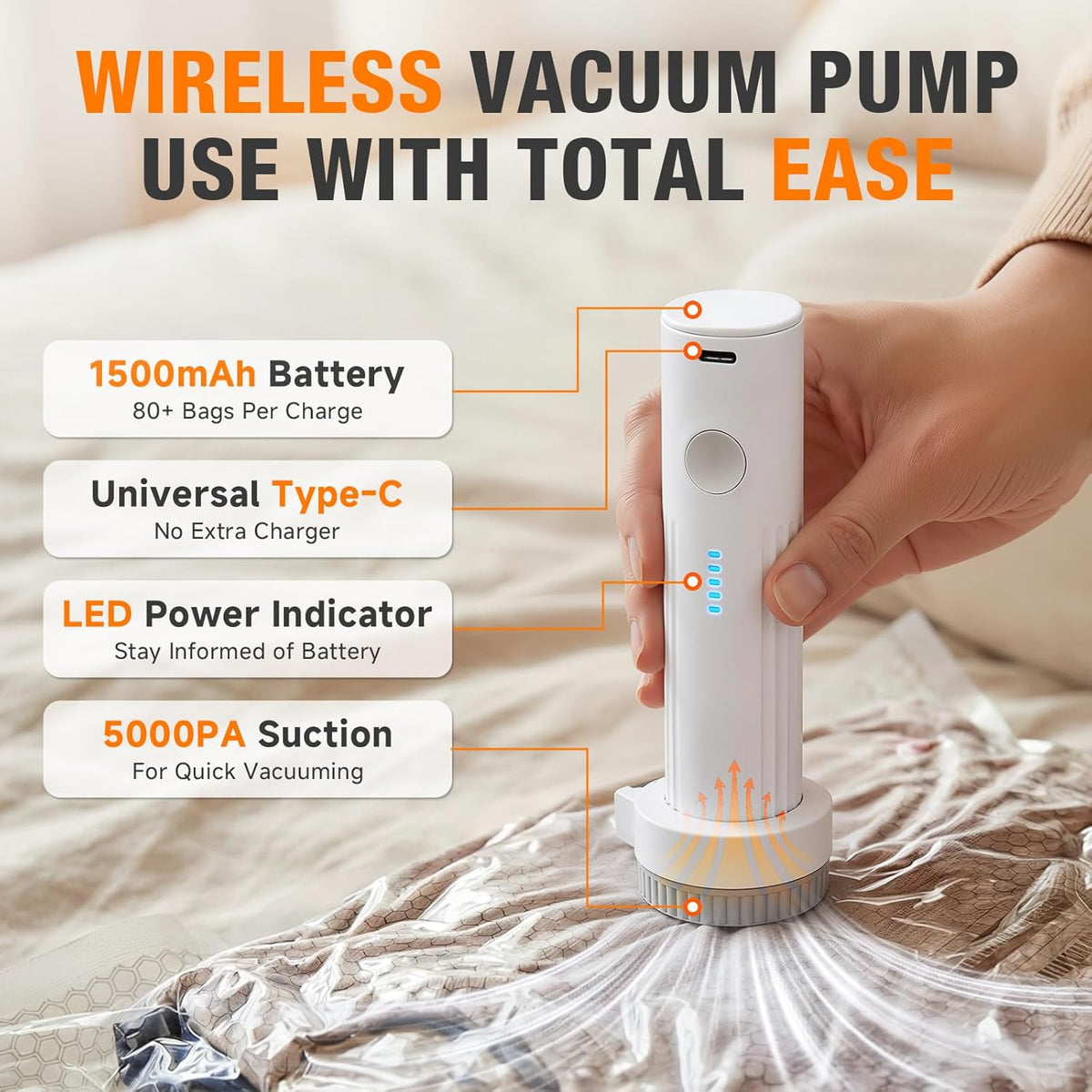 Space Saver Vacuum Storage Bags - Portable Electric Pump Included | 15 Combo for Clothes & Blankets