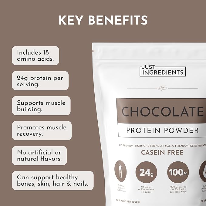 Chocolate Protein Powder ??30-Serving Blend with 100% Grass-Fed Whey & Organic Plant Proteins ??Rich Cocoa Flavor ??Supports Muscle Recovery, Energy & Satiety* ??No Artificial Sweeteners or Fillers