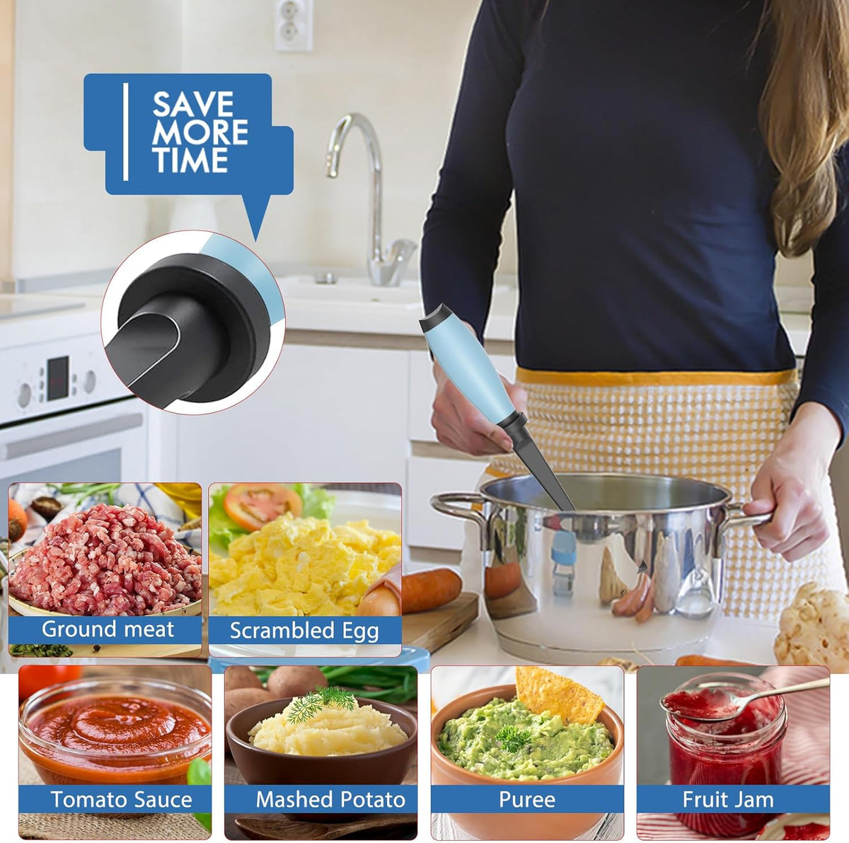 Skiennix Meat Chopper - Heat Resistant Nylon Hamburger Masher Tool | Aqua Color, Perfect for Ground Beef