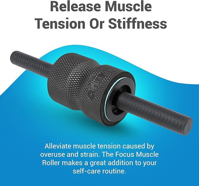 Chirp Focus Muscle Roller, Focus Wheel and Roller Handle in One, On-The-Go Muscle Massage Tool, Stretching Equipment, Targets Pressure Points, Focused Neck & Back Massager - 4" Holds Up to 500 lbs