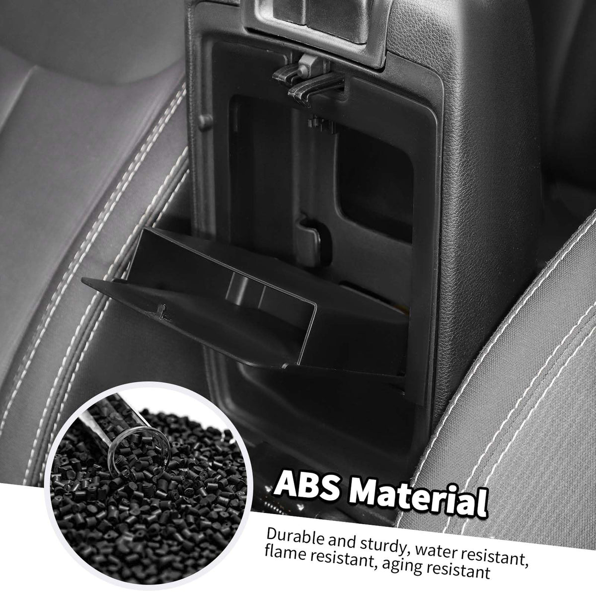 Jimen Armrest Hidden Storage Box Compatible with Jeep Wrangler JK & Unlimited 2011-2018, Center Console Organizer Tray Secret Compartment (Black)