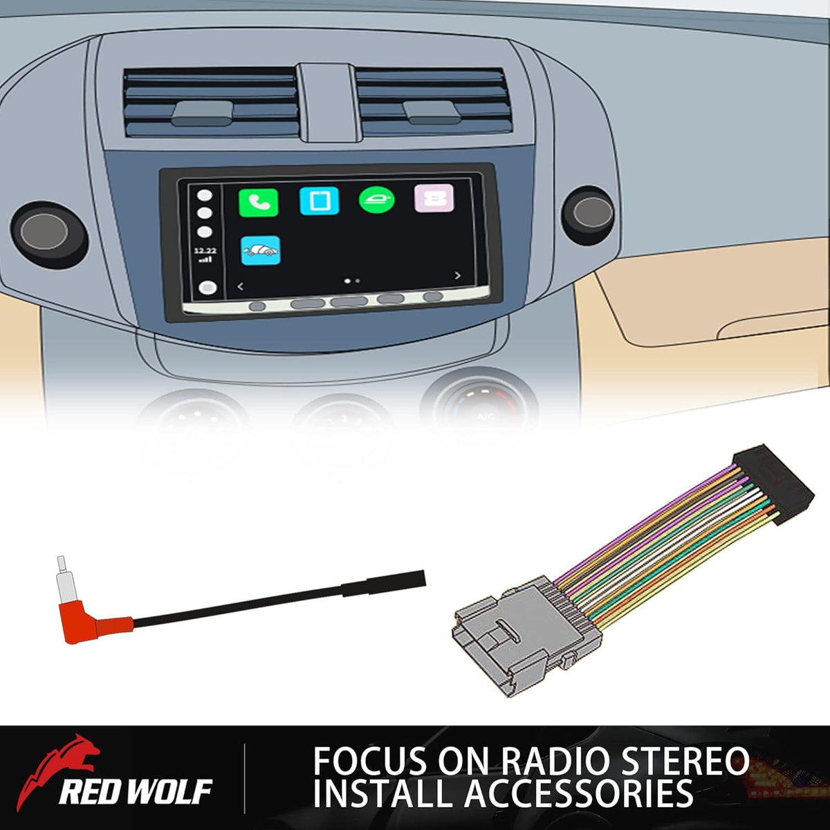 1992-2019 4Runner RAV4, 2014-2018 RED WOLF Car Radio Wiring Harness W/Pre-Install Wire Connector Butt for Toyota Camry