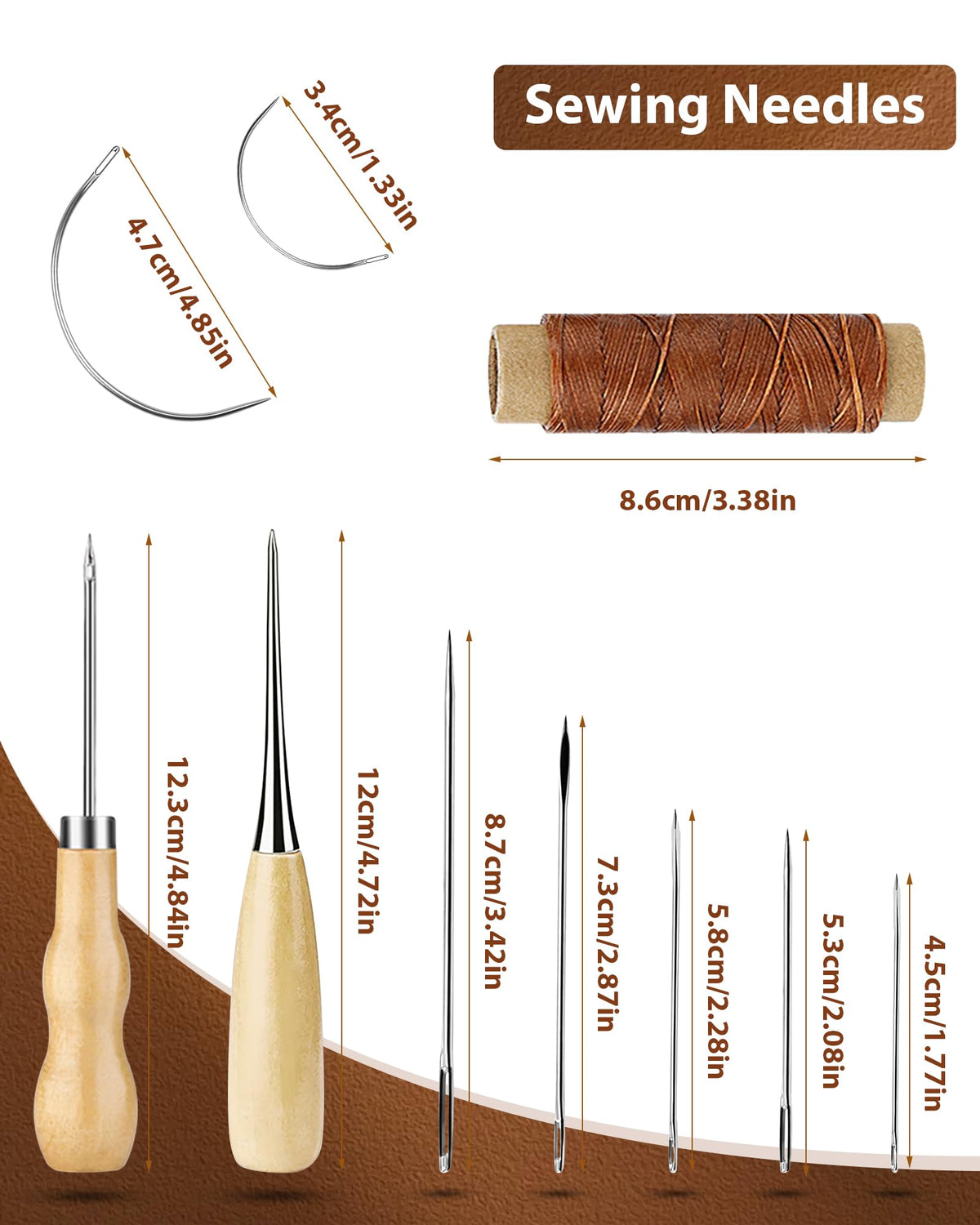 PLANTIONAL Leather Working Tools for Beginners: Professional Leather Craft Kit with Waxed Thread Groover Awl Stitching Punch for Leathercraft Adults Gifts 02
