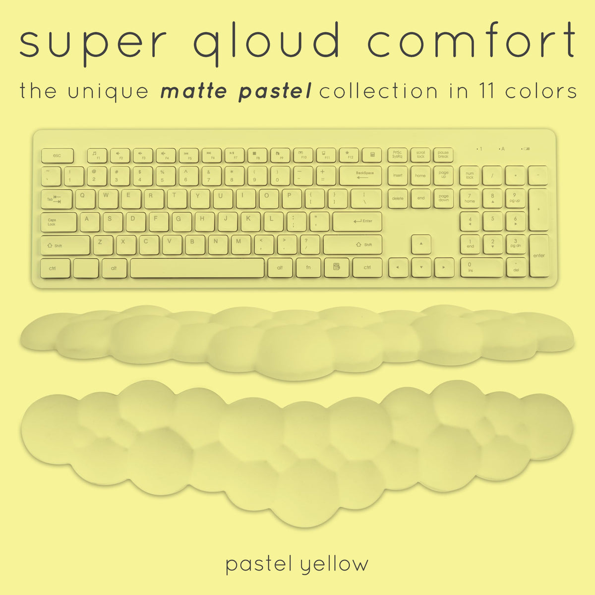 Create-ables Qloud Cloud Wrist Rest Keyboard Wrist Rest for Computer Keyboard Pad, Cloud Keyboard Wrist Rest, Wrist Pad for Keyboard, Memory Foam, Non Slip Base, Comes with Mouse Pad - Yellow