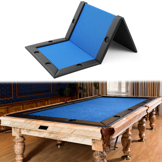 Hillsuren 86.2" x 43.5" Poker Table Tops for 8 Feet Pool Tables 10 Player Poker Table Game Billiard Pool Convertible Cover Mat Waterproof and Foldable, Blue