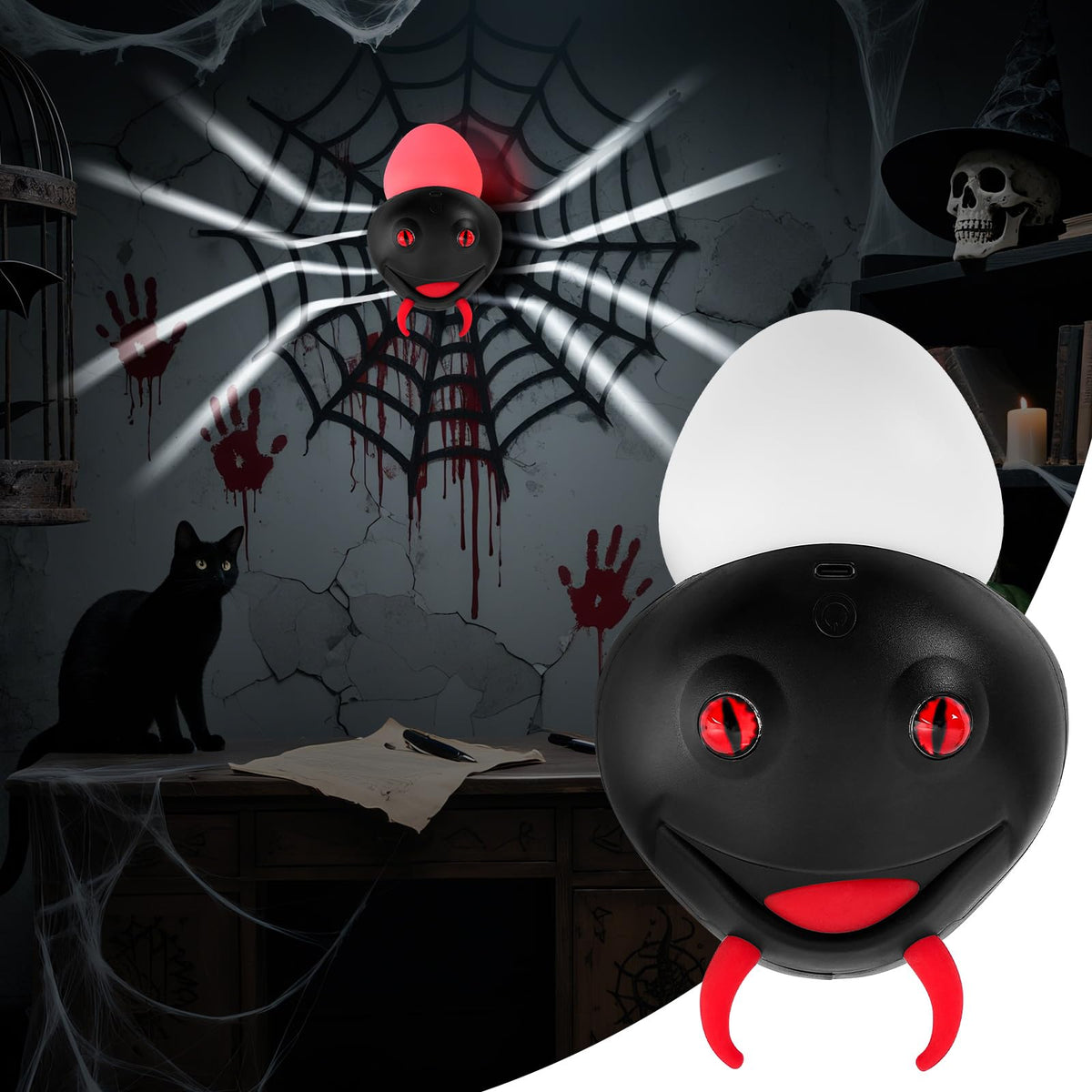 Halloween Decorations Spider Wall Light, Indoor LED Spiders Lights with Remote Control，Magnetic Wall-Mounted Spider Light Creates a Scary Atmosphere for Homes, Living Rooms and Bedrooms(Black)