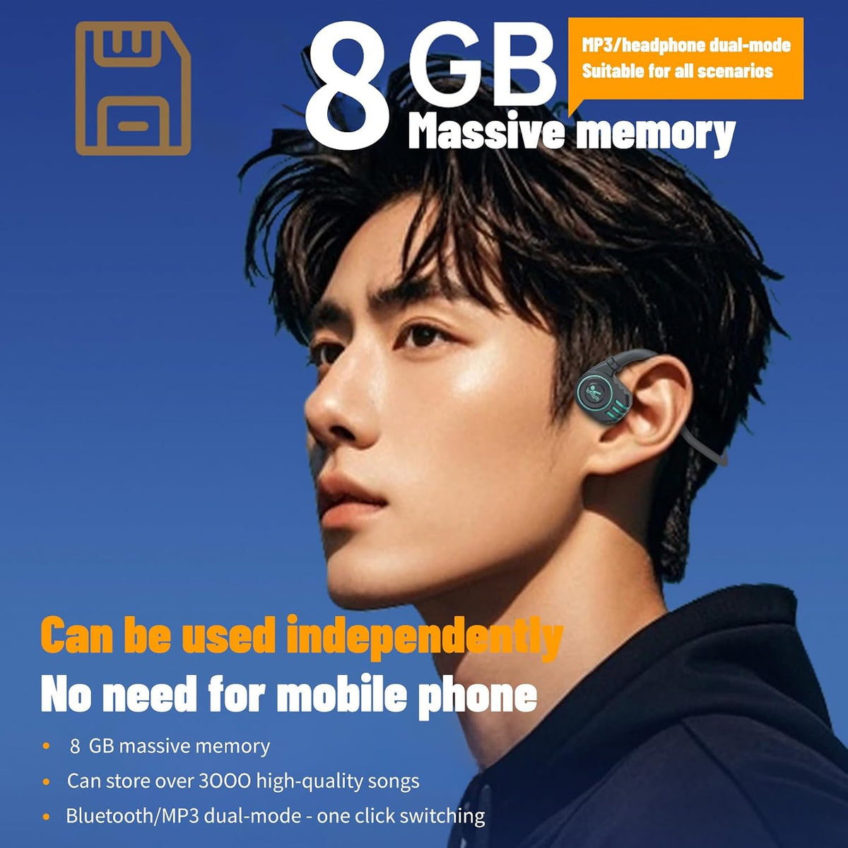 Swimming MP3 2-in-1, 10 5.4 Headset, Swimming, Bone Conduction Headphones with Open Ear Bluetooth Headphones and Player