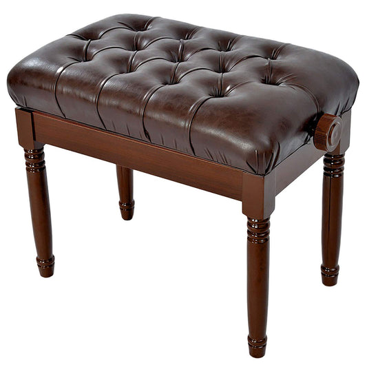 EliteBloom Leather Piano Bench Adjustable Single Piano Stool Adjustable Piano Bench Piano Bench with Solid Wood Leg Luxury Style Height: 46-56Cm,Reddish Brown,Brown