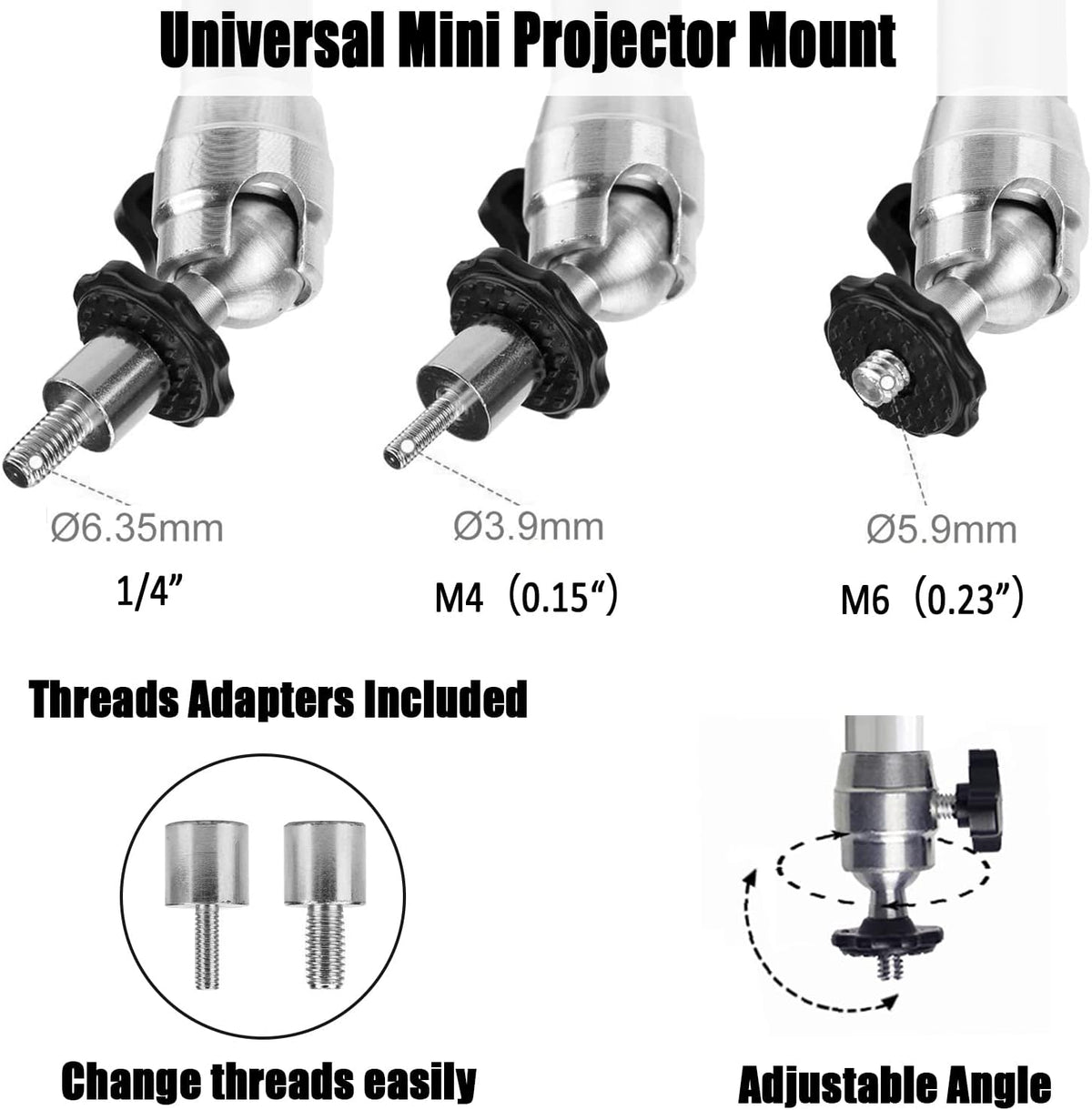 2-Be-Best 22cm 8.66in 11LBS 5KG Projector Ceiling Mount, Gray / Projector Wall Mount / Load Mount for Mini Projectors