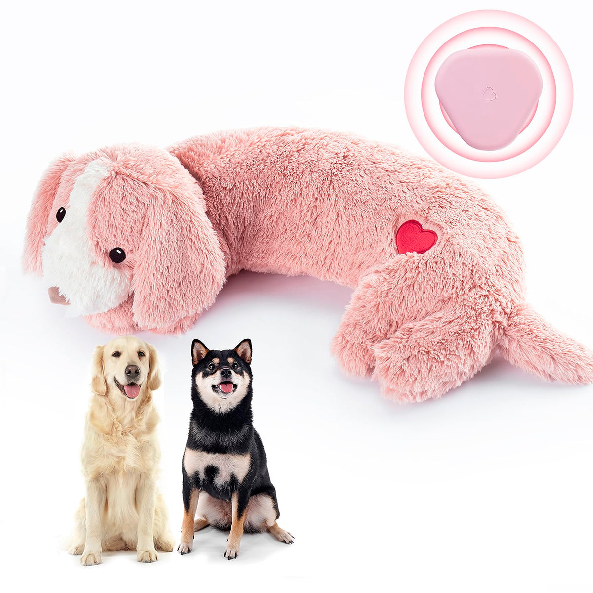 Moropaky Heartbeat Toy Puppy Heartbeat Stuffed Toy for Dog Calming Aid, Heartbeat Puppy Toy for Pets Anxiety Relief, Dog Comfort Toy for Behavioral Aid Crate Training, Puppy Essential