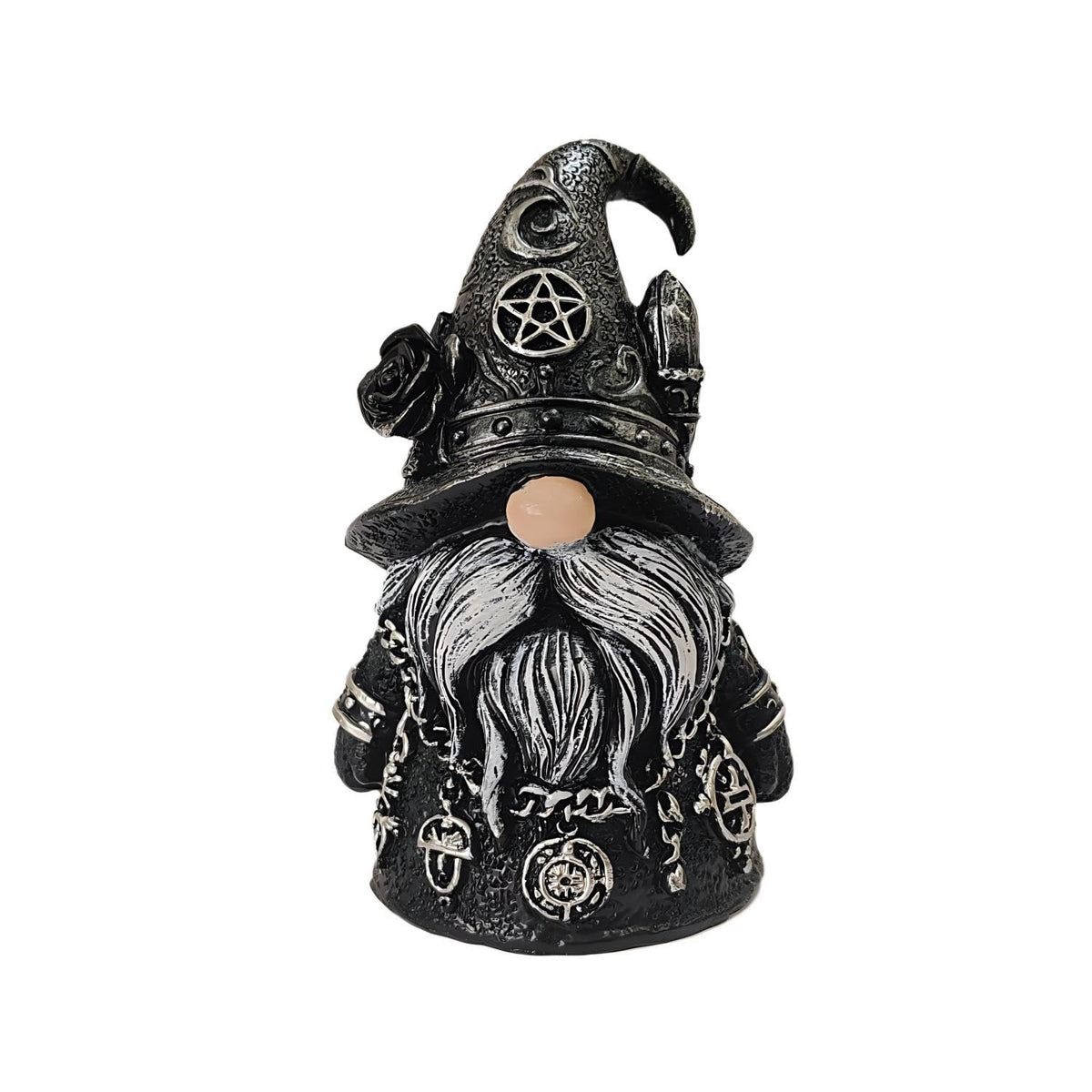wsmart Gothic Garden Gnome Statue, Dark Academia Decor, Horror Collectible Figurines, Unique Halloween Decorations Cool Pagan Altar Witch Aesthetic Decoration Gift （Black Resin ）