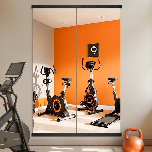 TRAHOME Home Gym Mirror for Wall,70x24x2PCS Full Length,Glass Frameless Body Large Mirror for Home Gym,Workout,Bedroom,Garage(Black)