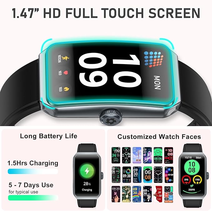 Fitness Tracker with 24/7 Heart Rate, Blood Oxygen, Sleep Tracker, Waterproof Fitness Watch, Activity Tracker with Step Tracker for Women Men