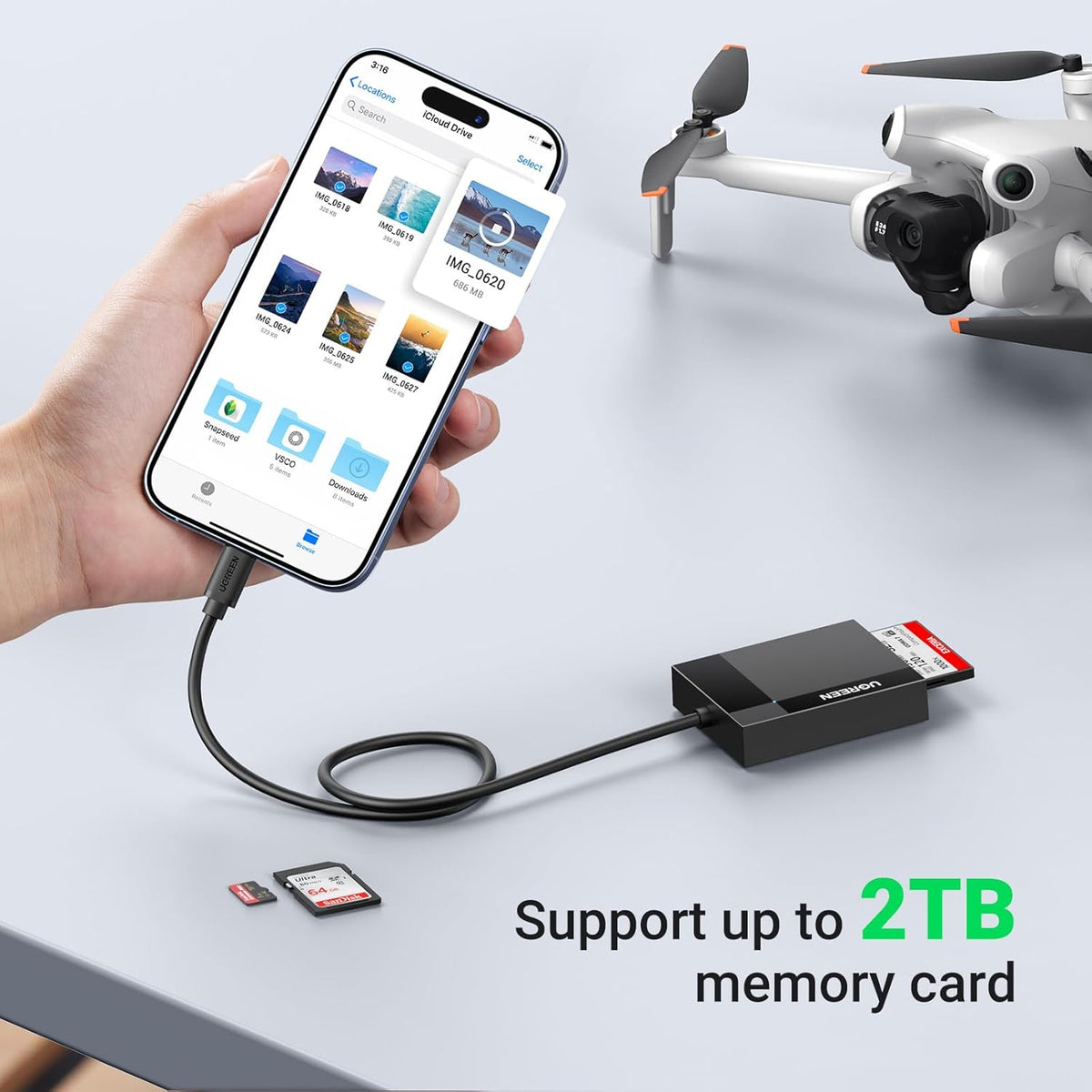 UGREEN 4-in-1 15, USB C SD Card Reader Memory Card Adapter External SD Micro SD MS CF Compact Flash Camera Card Reader