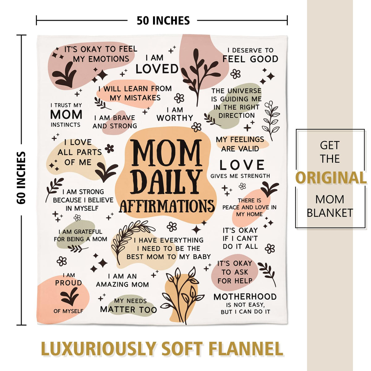 BaubleDazz New Mom Gifts Blanket, Mama Daily Affirmations, Postpartum Pregnancy Gift for First Time Moms, Mommy to Be, Mama, New Mom Essentials, Christmas Birthday Gifts for Moms(50" x 60")