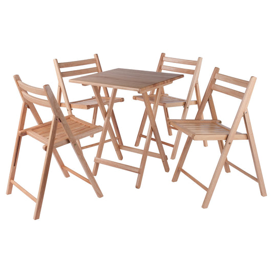 Winsome Delaney 5-PC Set Folding Table and Chairs Natural Finish