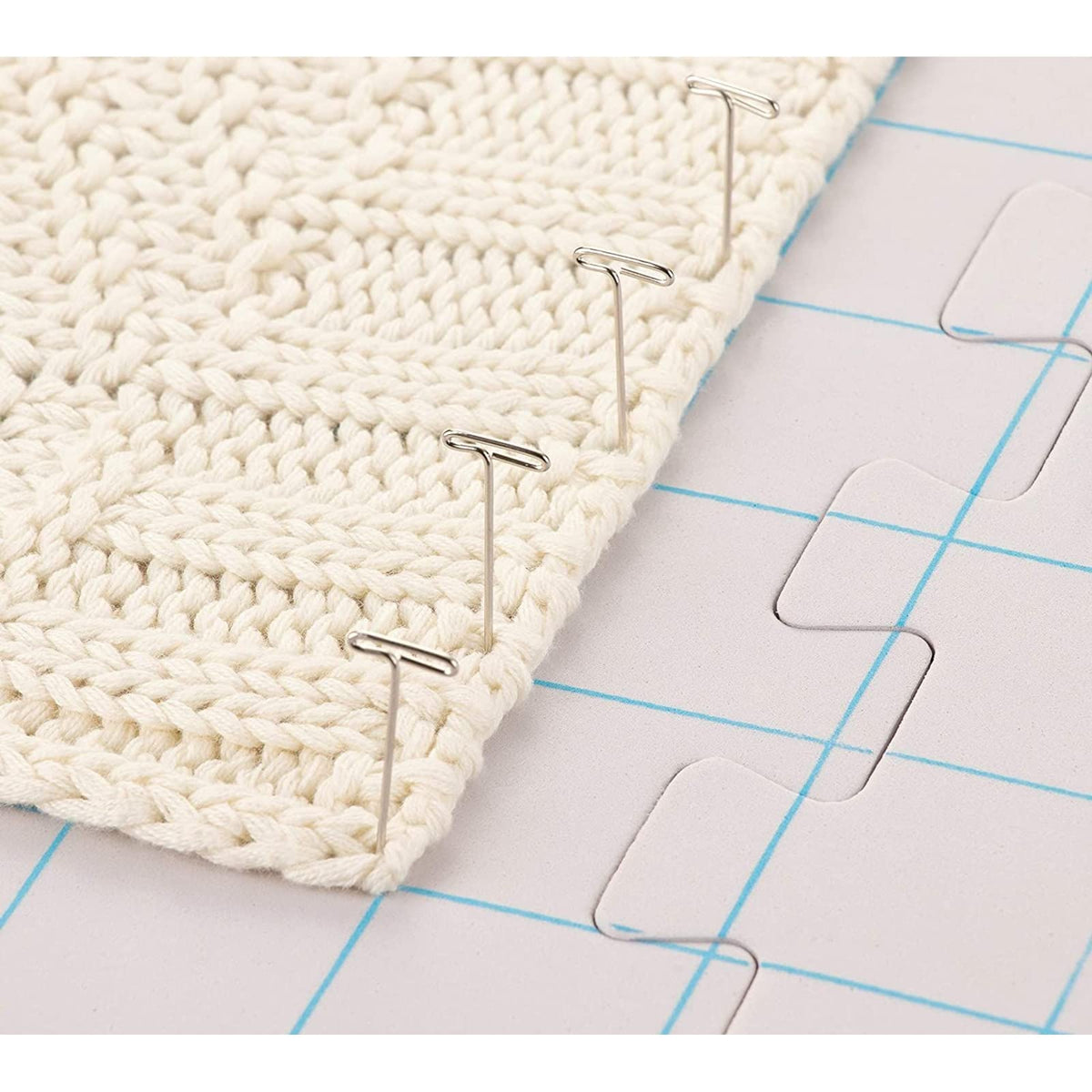 Juvale Foam Blocking Pad Set for Knitting & Crochet - 9-Pack 12.5 x 12.5 in, 0.7-in Thick, Blue - with 200 T-Pins & Storage Bag - Yarn Blocking Kit for Knitting & Crochet