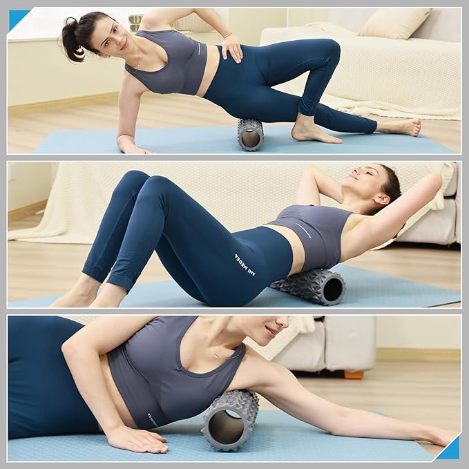 Foam Roller - 15 inch Deep Tissue Massager for Muscle Massage, Myofascial Trigger Point Release, Exercise, Yoga, Pilates & Stretching(Gray)