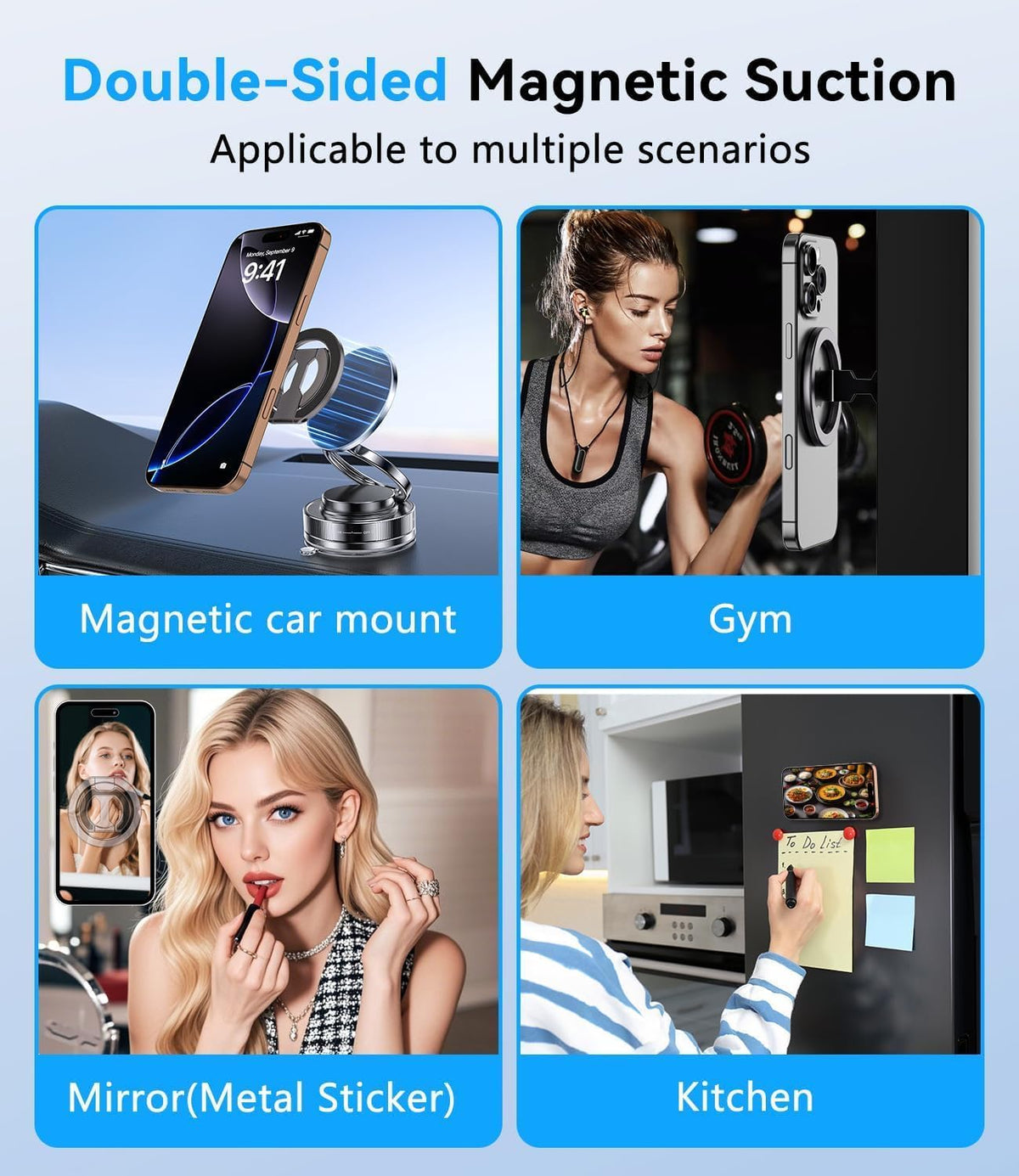 ALAFLY 17/16/15/14/13 Magnetic Ring Holder for MagSafe Dual-Sided, Removable Phone Finger Grip Holder Adjustable