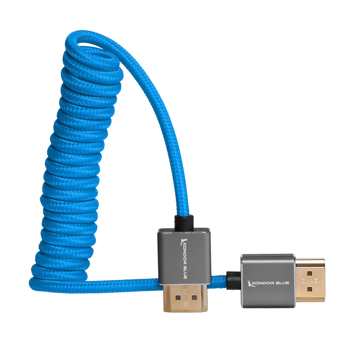2.0 12"- 24" 4K 60Hz 18Gbps, 3D, KONDOR BLUE | Full HDMI Type A Male to Male Coiled Braided Cable | HDR, Reinforced |