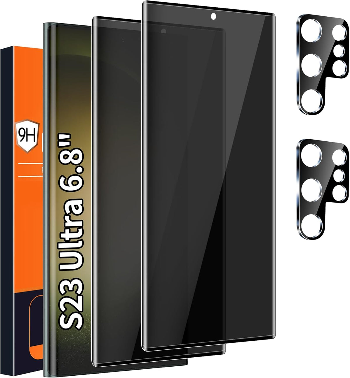 Arshek [2+2 Pack] S23 9H 3D S23 5G Galaxy Ultra Privacy Screen Protector, Tempered Glass, Ultrasonic Fingerprint