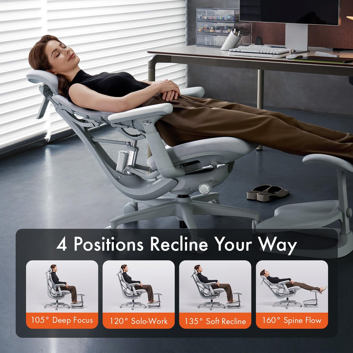 LiberNovo Dynamic Ergonomic Desk Chair + Footrest + Extra Rechargeable Power Pack Bundle - Comfy Home Office Chair with Adaptive Lumbar Support, 160° Recline & Built-in Spine Stretch, Green+48cm