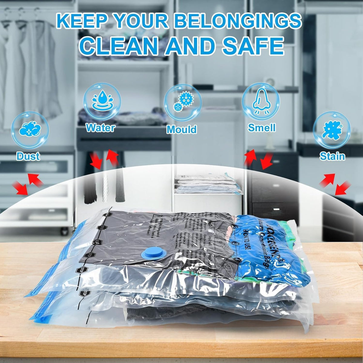 BoxLegend Vacuum Storage Bags - Thickened Waterproof Seal Bags for Clothing & Bedding | 6 Medium 19.68”x27.56”