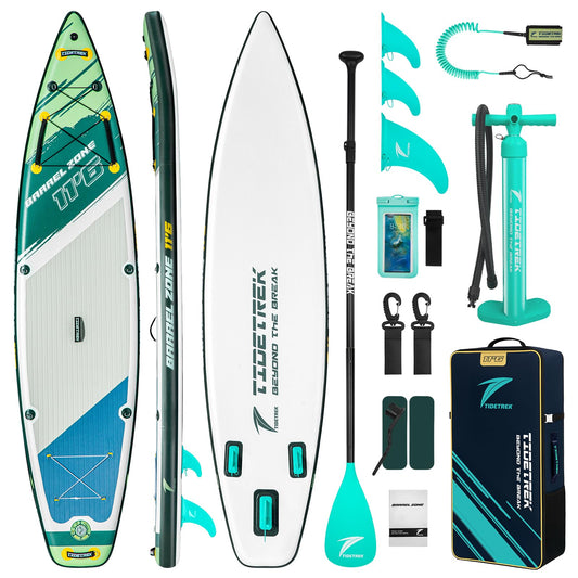TIDETREK 11'6" Inflatable Stand Up Paddle Boards, Premium SUP Accessories, Non-Slip Comfort Deck for Youth & Adults (Coastal Sage)