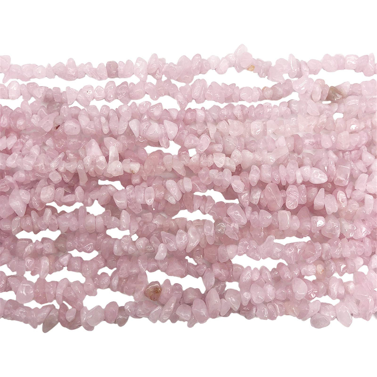 Fekuar 64" Irregular Tumbled Rose Quartz Chip Beads for Jewelry Making, Healing Crystal Drilled Loose Bead Strand DIY Craft Supplies, 5-8mm