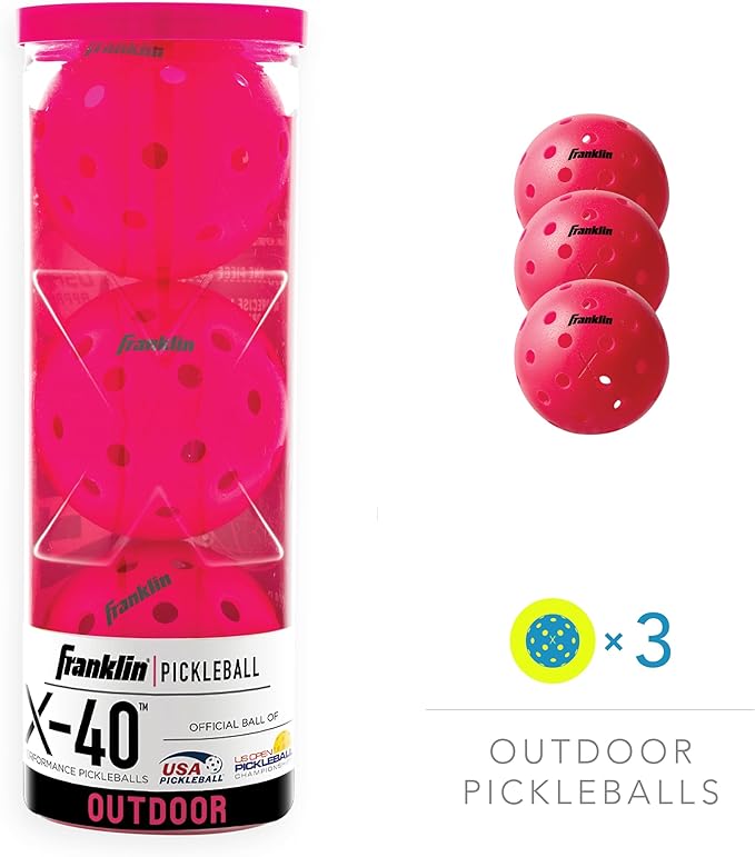 Franklin Sports X-40 Outdoor Pickleballs - Official Ball of USA Pickleball, APP Tour + US Open - Regulation Size