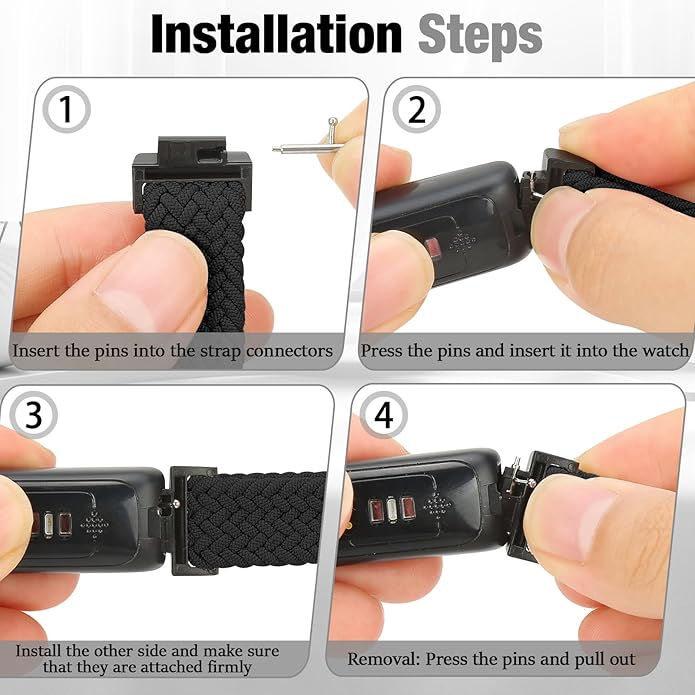 Elastic Braided Watch Band Compatible with Fitbit Inspire 3/Inspire 2/Inspire/Inspire HR/Fitbit ace 3/Ace 2, Adjustable Stretchy Strap Sport Nylon Loop Replacement Wristband for Fitbit Inspire