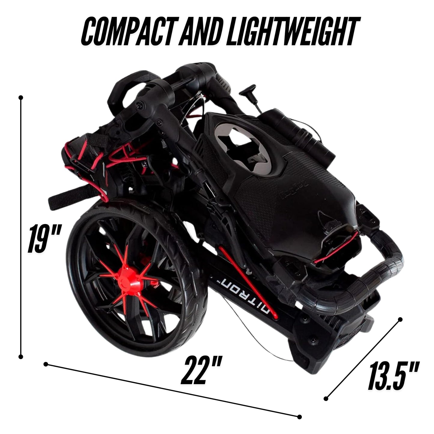 Bag Boy Nitron 3 Wheel Golf Push Cart, Easy 1 Step Open and Fold, Scorecard Console, Beverage Holder, Mobile Device Holder, Handle Mounted Parking Brake,