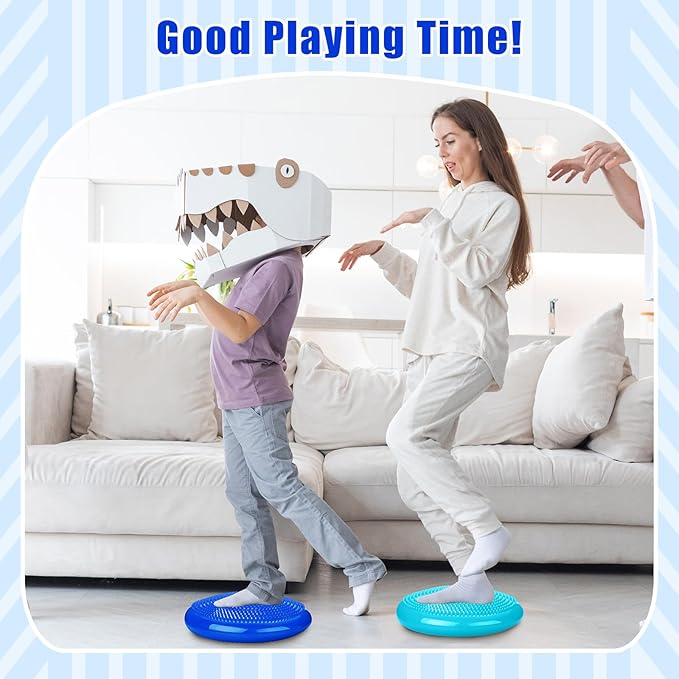 2 Pcs Wiggle Seat Inflated Wobble Cushion Flexible Balance Disc with Air Pump for Core Stability Strengthening Improving Posture Physical Exercise
