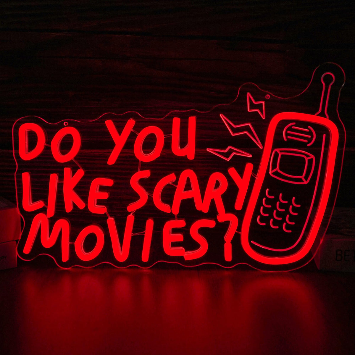 Horror Movie Decor Neon Sign Do You Like Scary Movies Neon Light Dimmable Gothic Led Light Up Signs for Movie Room, Halloween, Gothic Themed Parties Decoration Gifts(15 * 9.3inch)