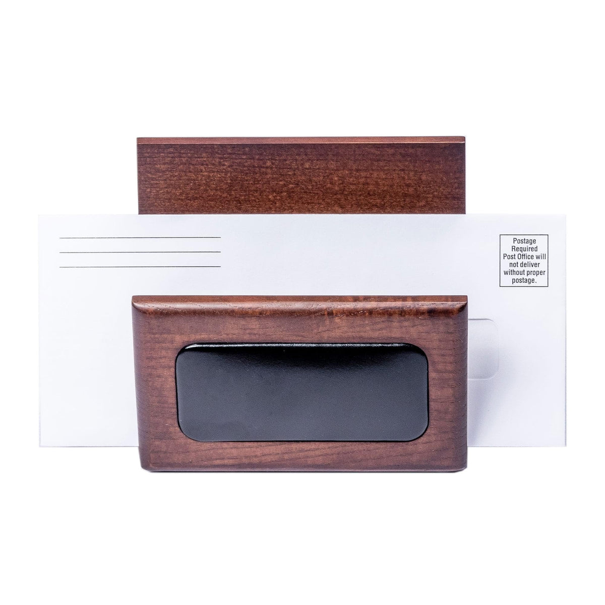 Dacasso Walnut and Black Leather Desk Set, 10-Piece, 34" x 20"