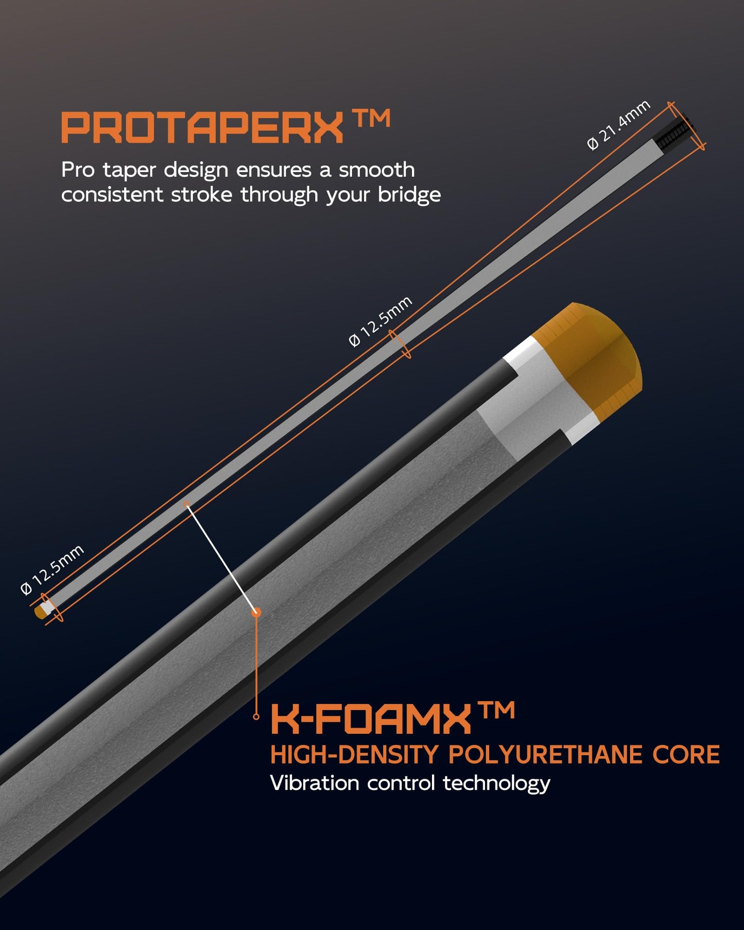 KONLLEN 2.0 Carbon Fiber Pool Cue with Professional Taper | Low Deflection Billiard Stick | Ultra-Smooth Shaft for Adult & League Players