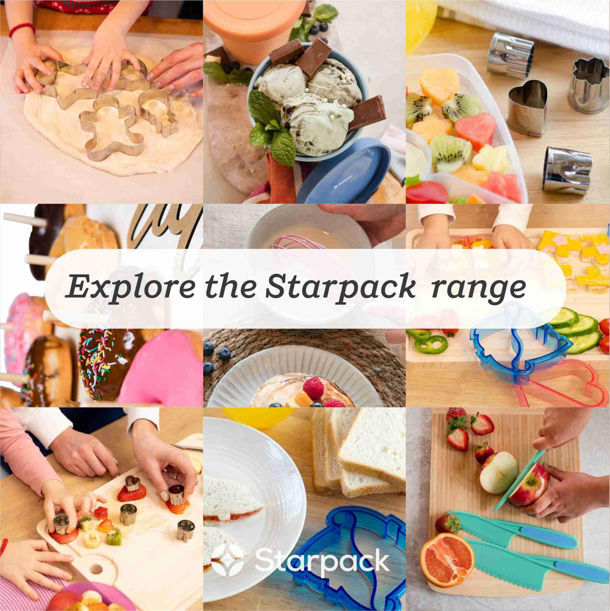 Starpack 'Finger Loving' Kid Safe Kitchen Knife Set of 3 - Kids Knife Set for Real Cooking - Serrated Edges Toddler Knife Sets for 3+ Year Olds - Montessori Knife Sets - BPA-Free Nylon Knives for Kids