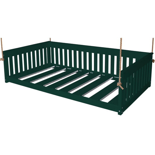 Twin Size Hanging Day Bed with Rope, Poly Lumber- Turf Green