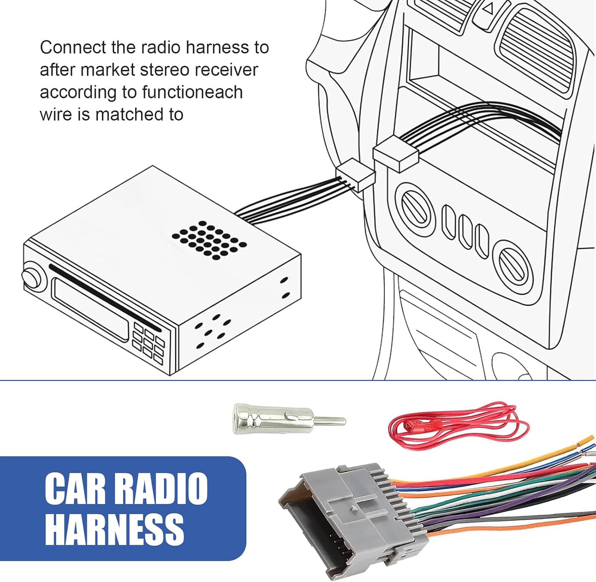 DACIRTY Pack-3 Hummer Car Radio Wiring Harness Adapter, Audio Modification Pigtail Connector Plug, Stereo Wiring
