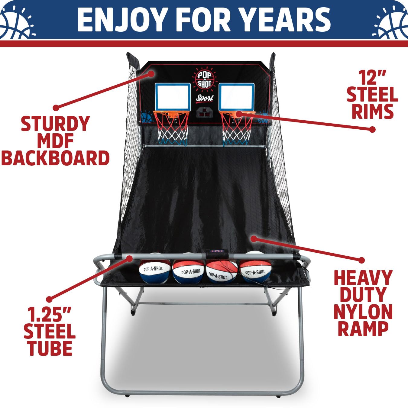 Pop-A-Shot Official Dual Shot Sport Arcade Basketball Game (Black and Blue)