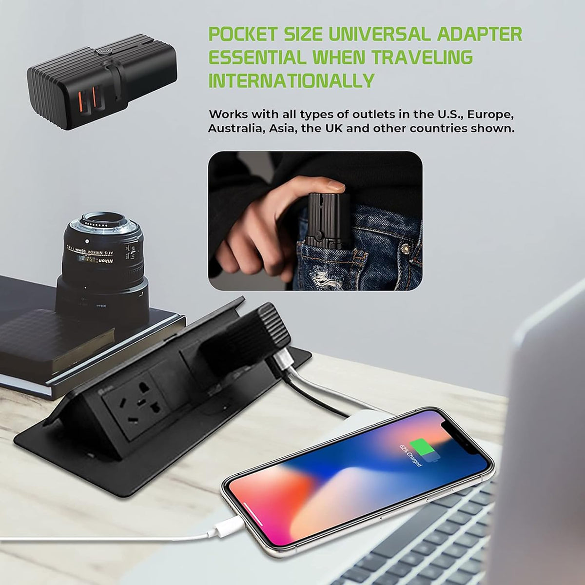 Works For i-mate JAM by Cellet Dual Universal USB Adapter Works for HTC i-Mate JAM for Worldwide Power and Travel