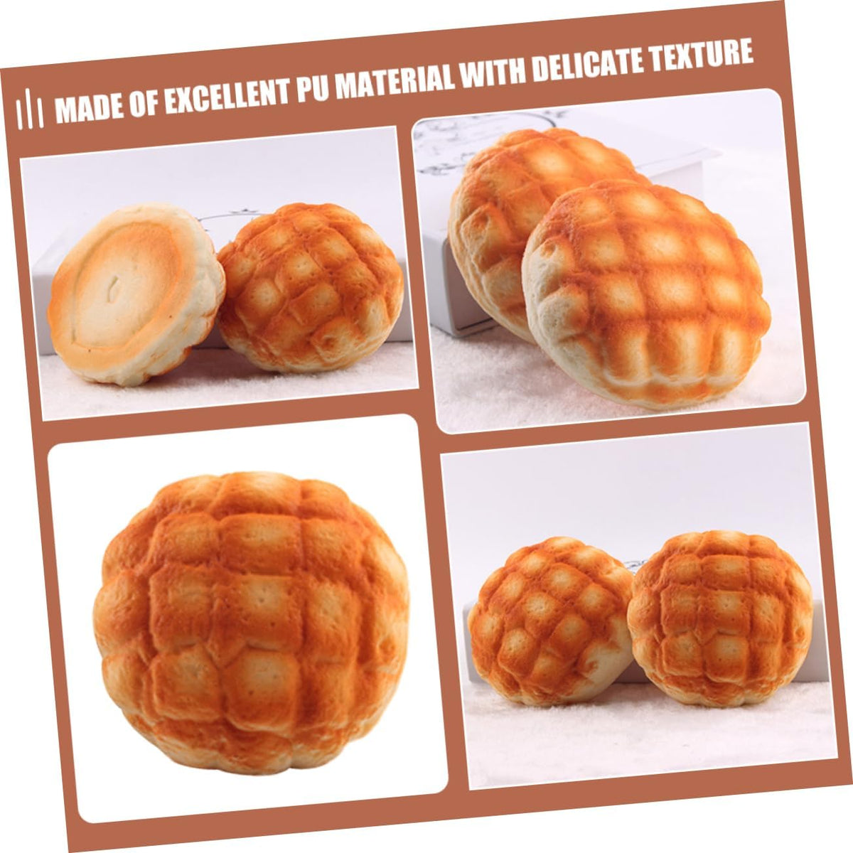 2pcs VOSAREA Simulated Pineapple Bread Decor Realistic Faux Bread Model for Home Bakery and Photography Props Pu